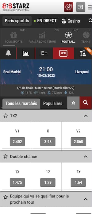 cotes real madrid vs liverpool 