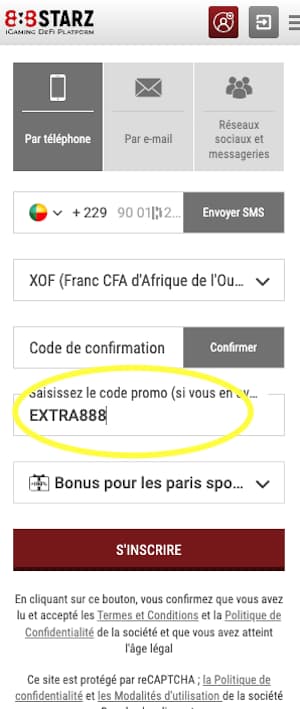 888starz benin inscription avec code promo