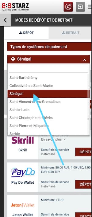 888starz senegal inscription