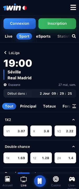 cote seville real madrid suir 1win