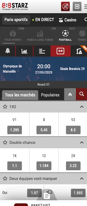 om vs stade brestois cotes 