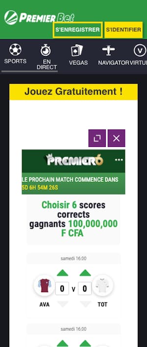 premier 6 score exact du 13 mari 2023