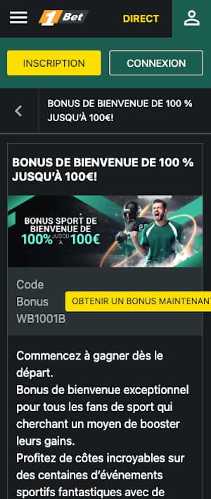 1bonus bonus sur mobile 