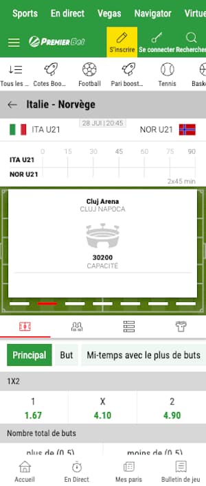 cotes italie vs norvege U21