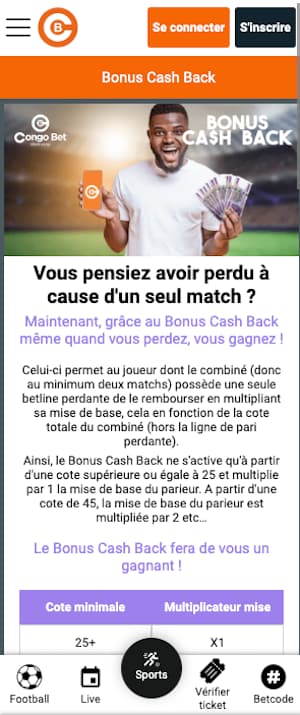 congo bet cash back promotion