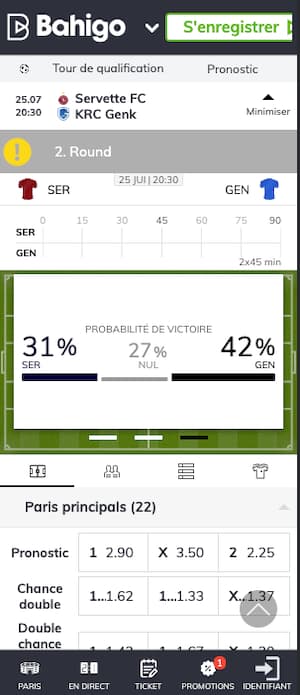 cotes servette fc vs rc genk avec bahigo