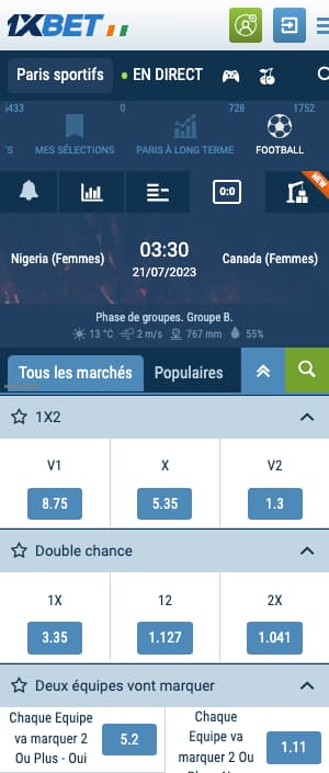 cotes nigeria femmes vs canada femmes