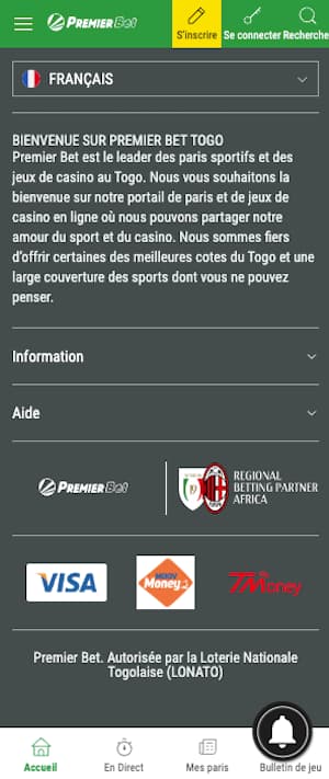 bienvenue sur premier bet togo