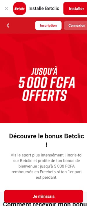 betclic ci bonus inscription