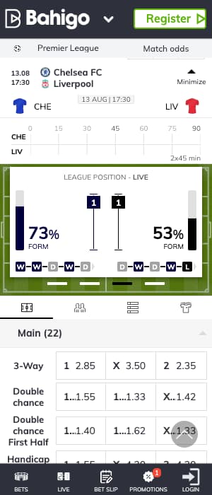 cotes chelsea vs liverpool sur bahigo