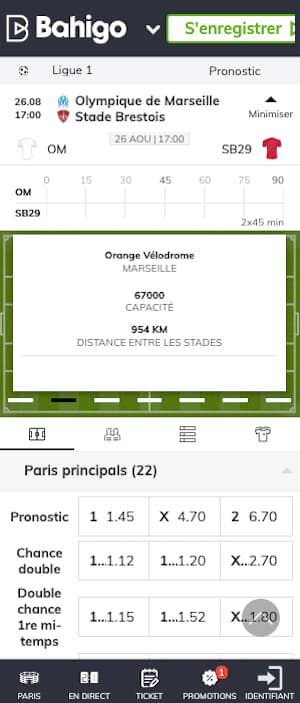 parier om brest avec bahigo
