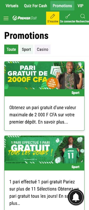 premier bet togo sur mobile