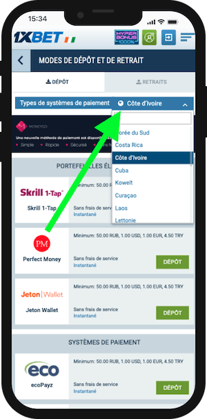 1xbet paiement