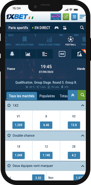 cotes france irlande avec 1xbet