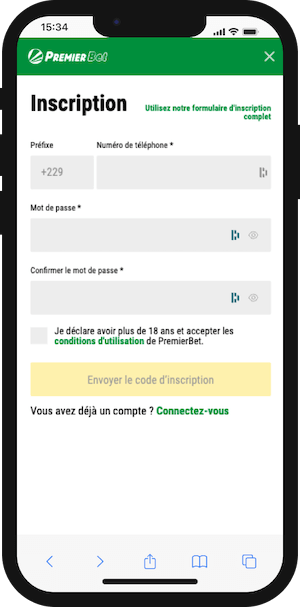 premier bet benin inscription sur mobile