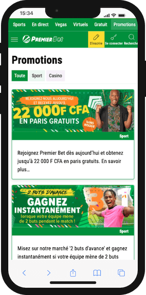 premier bet benin promotion sur smartphone