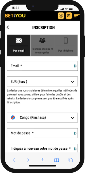 betandyou inscription sur mobile