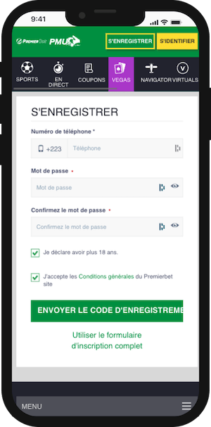 premier bet inscription au mali