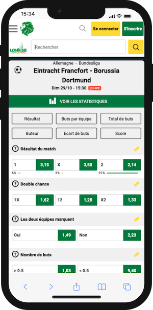 cotes francfort vs dortmund