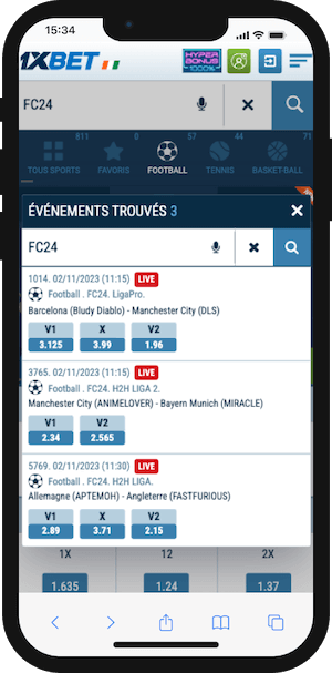 parier fc24 avec 1xbet