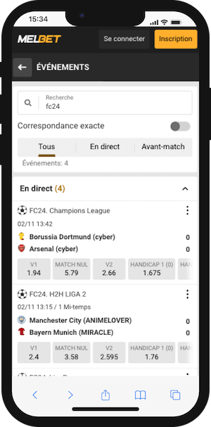 parier fc24 avec melbet
