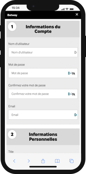 betway inscription sur mobile