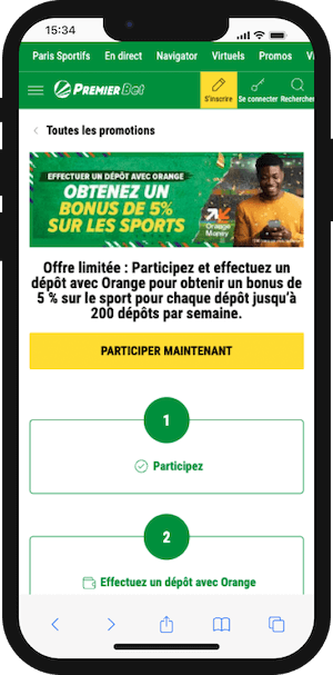 promo premier bet pour depot orange