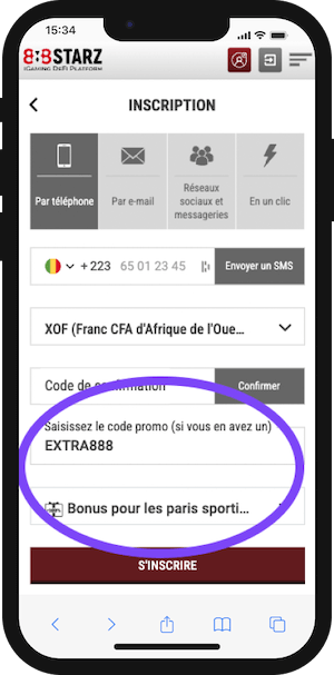 888staz mali code promo pour inscription