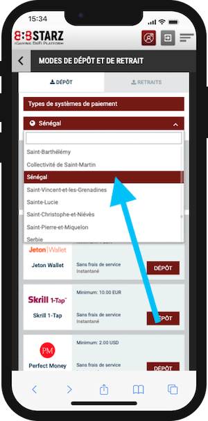 888starz senegal paiements sur mobile
