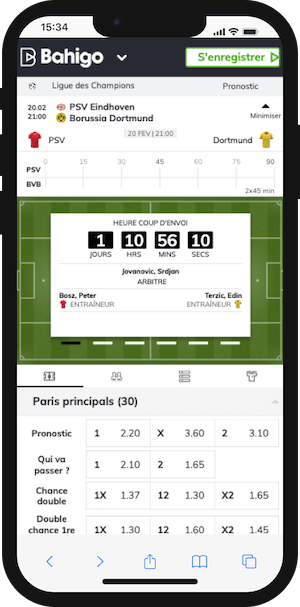 cotes psv dortmund sur bahigo