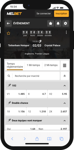 cotes tottenham vs crystal palace sur melbet