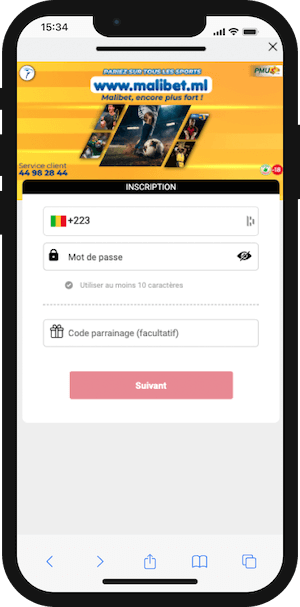 malibet inscription sur mobile