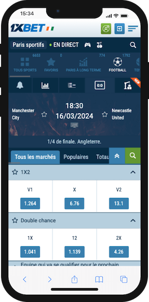 man city vs newcastle cotes 1xbet