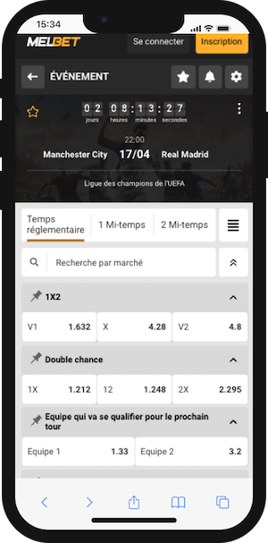 cotes city vs real sur melbet