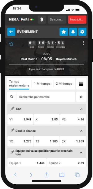 parier real bayern avec megapari