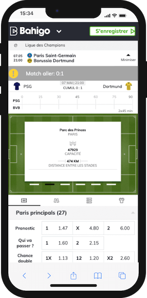 parier sur psg vs dortmund