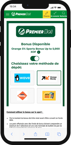 promo premier bet avec orange money