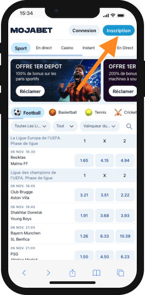 comment s inscrire sur mojabet sur votre telephone