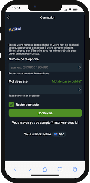 connexion au compte betika