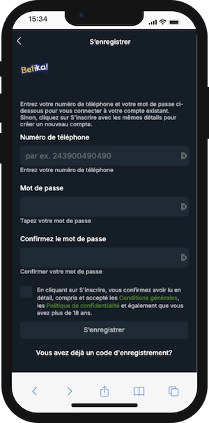 creer un compte betika sur smartphone