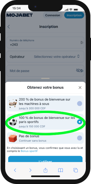 mojabet bonus bienvenue