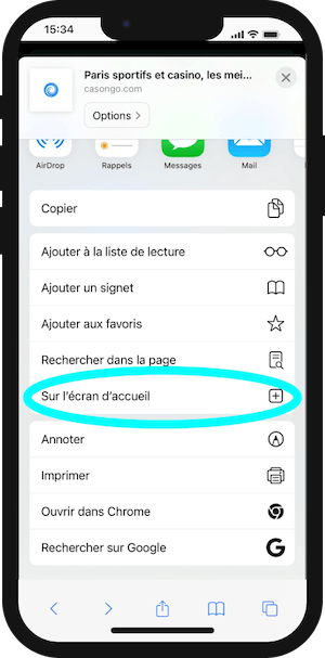 casongo partager le site moibile sur fond d ecran