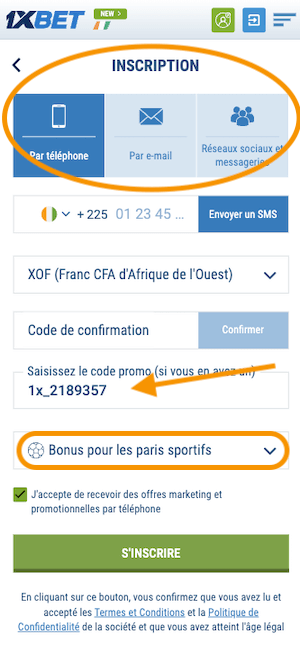 comment remplir le formulaire d inscription 1xbet