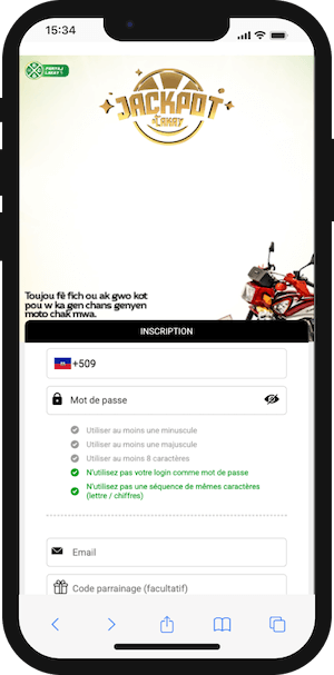 paryaj lakay inscription sur smartphone
