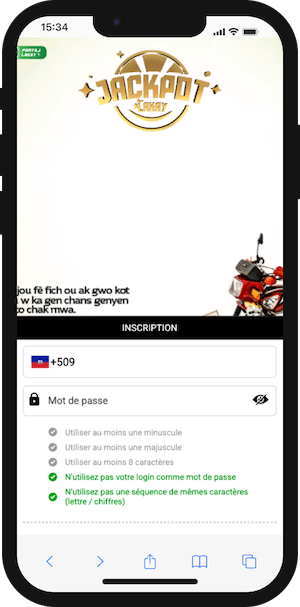 paryaj lakay inscription sur smartphone